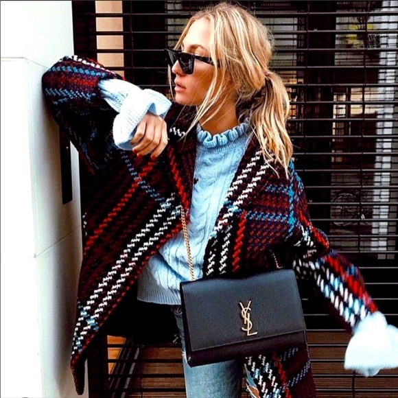 Plaid Boucle Jacquard Weave Wool Coat 